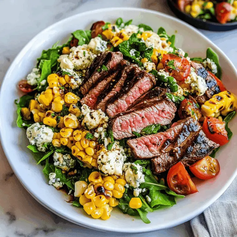 Balsamic Steak Gorgonzola Salad With Grilled Corn