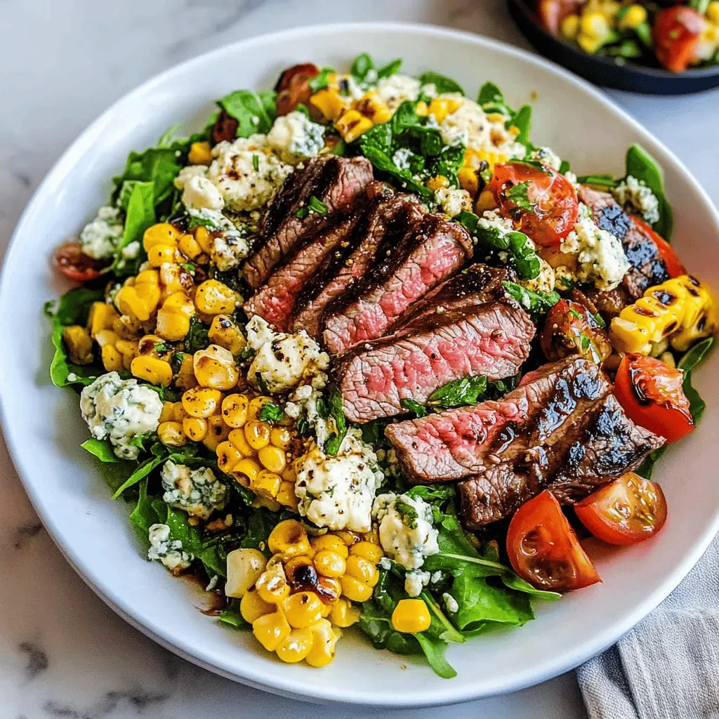This Balsamic Steak Gorgonzola Salad features tender grilled steak, creamy gorgonzola, and sweet grilled corn, all tossed in a zesty balsamic dressing. Perfect for summer picnics or a hearty dinner at home. Save this delightful salad recipe for a fresh, satisfying meal that's packed with flavor and makes a stunning presentation!