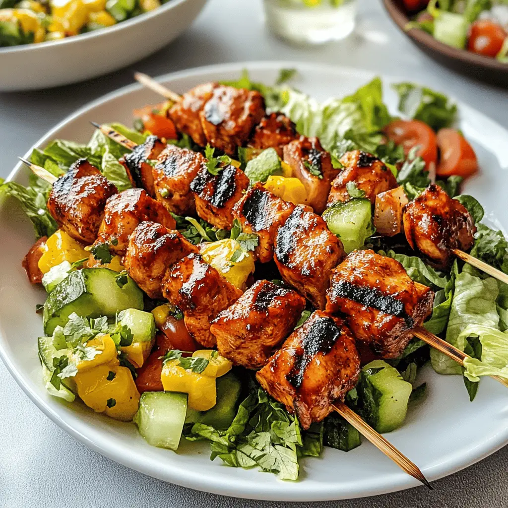 Looking for a fresh and flavorful dish? This BBQ Chicken Skewer Salad combines grilled chicken, colorful veggies, and a zesty dressing for a tasty twist on your summer salads. Perfect for cookouts or a light weeknight dinner! Save this recipe for your next outdoor gathering or health-conscious meal plan!