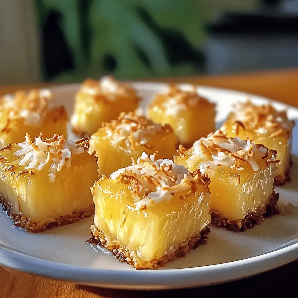 Take a tropical getaway with these Coconut Pineapple Bites! Made with fresh pineapple and shredded coconut, these delightful snacks are perfect for parties or a refreshing treat at home. Their sweet flavor and chewy texture will surely brighten your day. Save this pin for an easy and fun recipe to enjoy at your next gathering!
