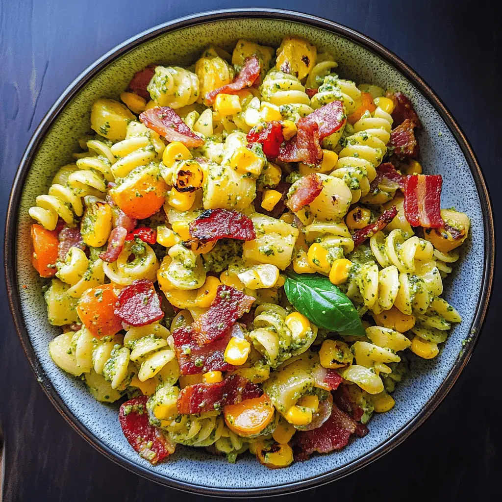 This Corn Pasta Salad is a delightful mix of fresh corn, crispy bacon, and colorful bell peppers, all tossed in a creamy pesto dressing that brings the flavors together beautifully. Perfect for picnics, potlucks, or a quick weeknight dinner, this dish is not only delicious but also incredibly easy to prepare. Save this recipe to impress your friends and family with a vibrant and tasty side dish!