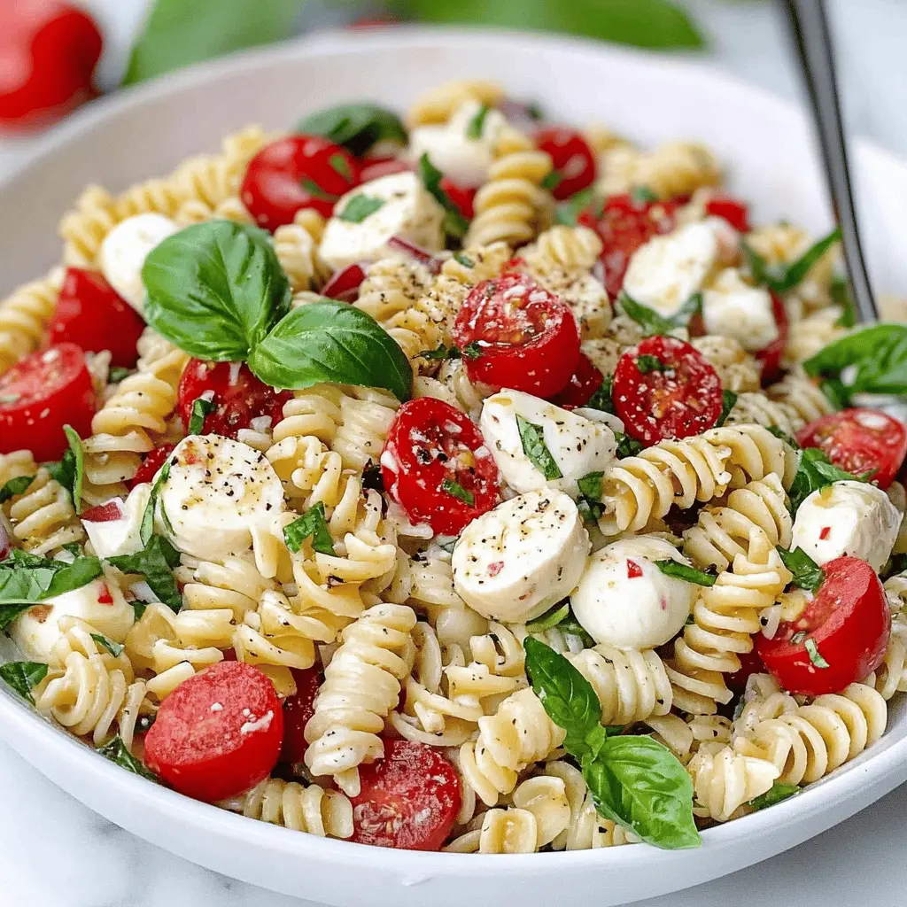Perfect for warm days, this Creamy Caprese Pasta Salad is a delightful twist on the classic dish. Fresh mozzarella, ripe tomatoes, and fragrant basil come together with a rich, creamy dressing. Ideal for picnics, barbecues, or as a side dish for any meal! Save this recipe to elevate your summer gatherings!