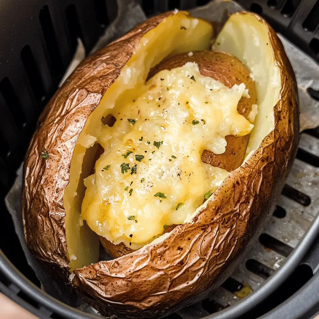 Get the perfectly crispy air fryer baked potato in just minutes! This easy recipe gives you a golden, crunchy skin and fluffy interior, all with minimal effort. Great as a side dish or a filling main with your favorite toppings. Save this recipe for your next cozy dinner or BBQ!
