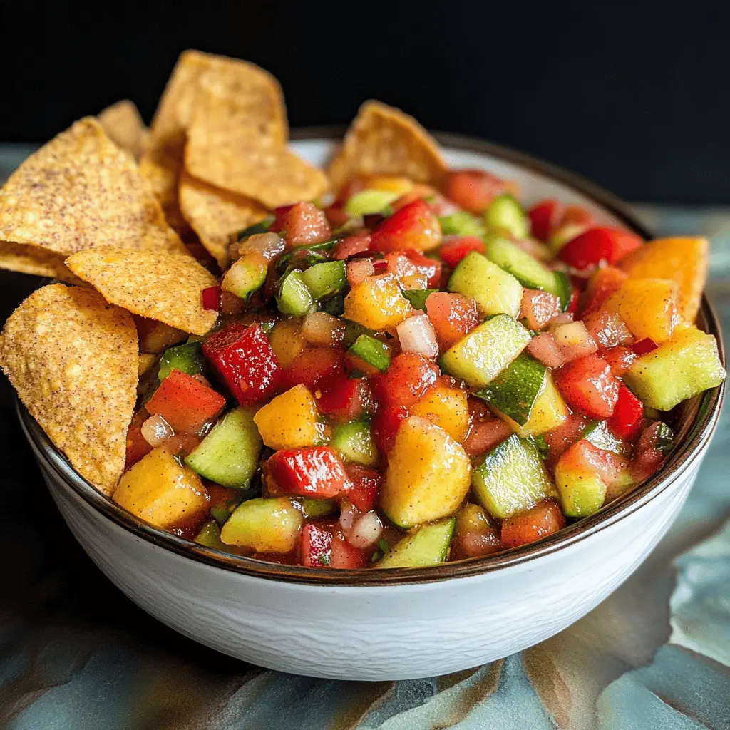 Brighten up your snack time with this delicious Fruit Salsa featuring fresh, juicy fruits and a hint of citrus. Paired with crispy Cinnamon Chips, it’s an irresistible treat perfect for parties, picnics, or simply a refreshing dessert. Save this recipe and impress your friends at your next gathering!