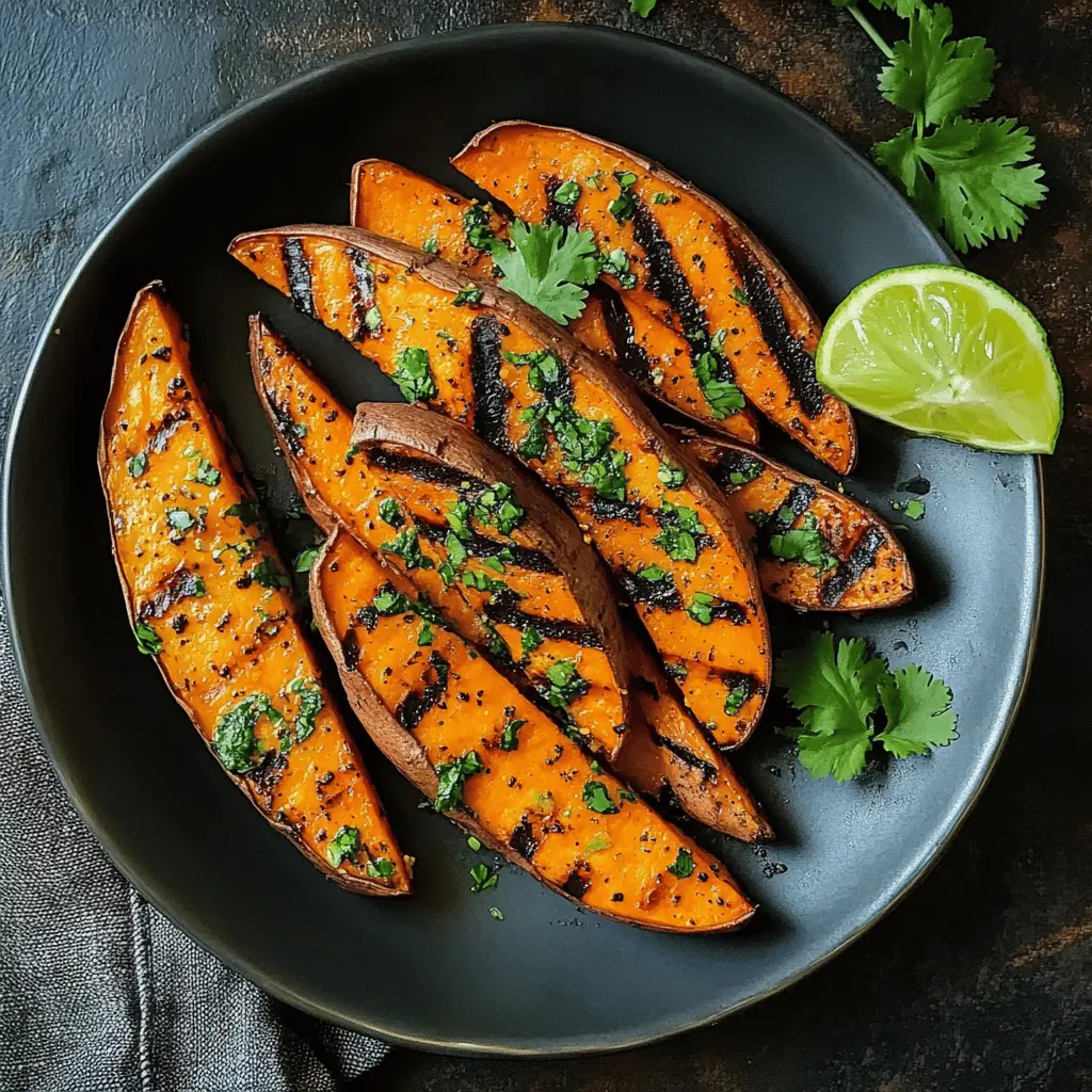Bite into the smoky goodness of grilled cilantro-lime sweet potatoes! This easy recipe features tender sweet potatoes marinated in a zesty cilantro-lime blend, making them the perfect side for summer barbecues or weeknight dinners. Save this delicious treat for your next gathering or meal prep!