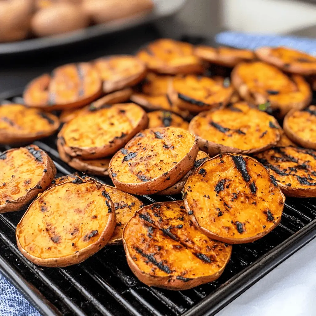 Sweet potatoes are grilled to perfection with a delightful caramelized exterior and a soft, creamy inside. This easy recipe is full of flavor and perfect for summer BBQs or family gatherings. Enjoy them as a side dish or as a healthy snack! Save this recipe for your next cookout and impress your guests with this tasty twist on a classic favorite!