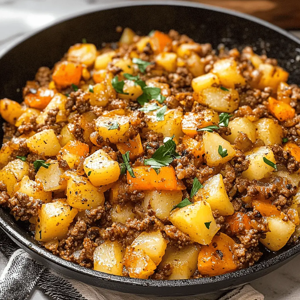 This comforting Ground Beef and Potatoes dish is a family favorite! Packed with flavorful spices and tender potatoes, it's a complete meal that satisfies. Perfect for busy weeknights or cozy dinners. Save this recipe to impress your loved ones with your cooking skills at your next gathering!