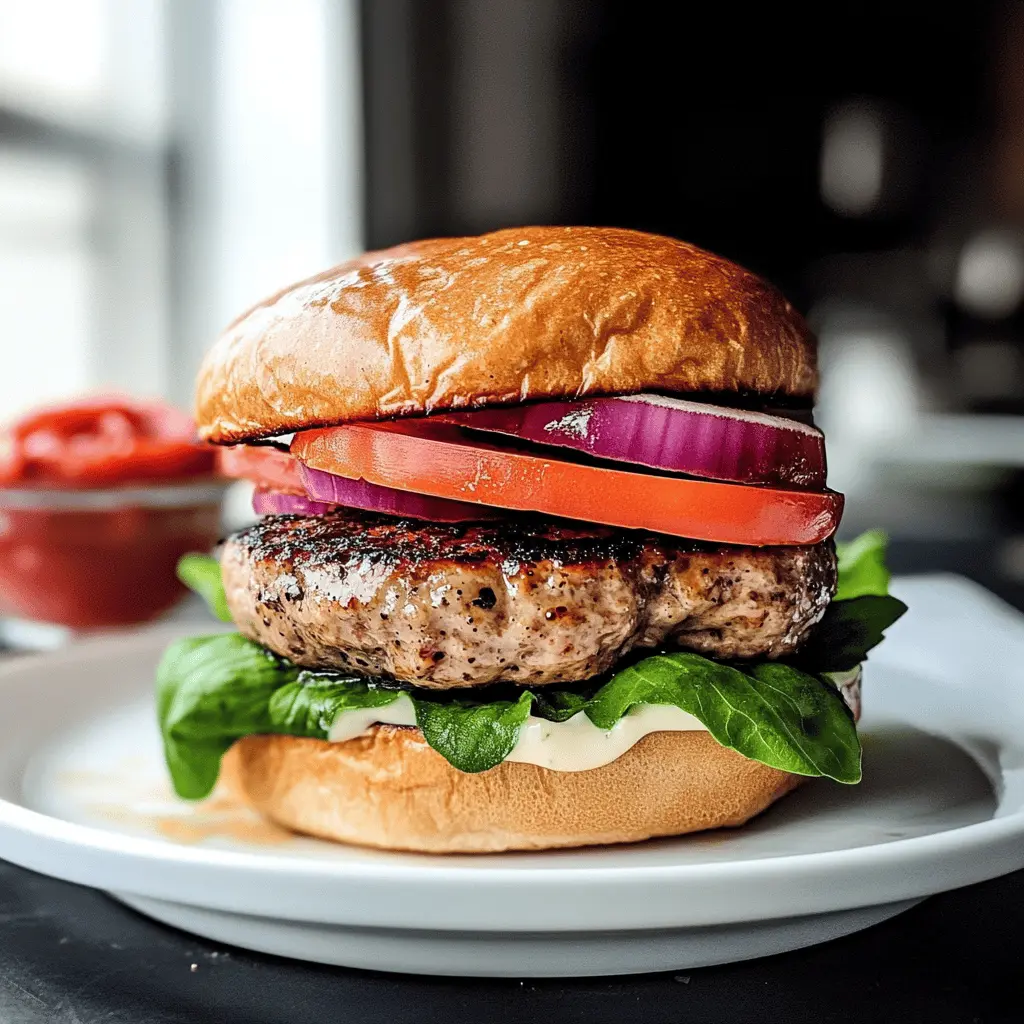 Get ready to fire up the grill for these juicy grilled turkey burgers! Packed with flavor and made with lean turkey, they're a healthier twist on a classic favorite. Perfectly seasoned and served on a toasted bun, these burgers are sure to impress at your next backyard cookout or family dinner. Save this recipe for a delicious meal any day of the week!