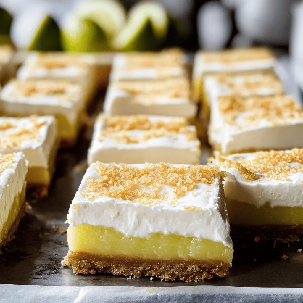 These Key Lime Pie Bars are a delicious twist on a classic dessert! With a zesty lime filling on a buttery graham cracker crust, every bite is a refreshing burst of flavor. Perfect for summer picnics, birthdays, or just a sweet treat at home. Save this recipe now and bring a taste of the tropics to your table!