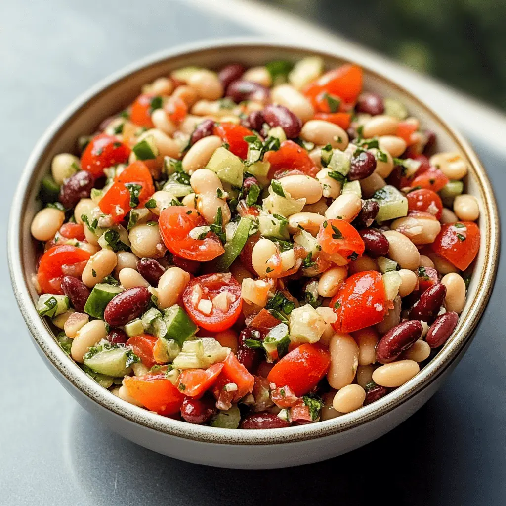 This Mediterranean Bean Salad is a colorful and nutritious mix of fresh veggies and protein-packed beans. Bursting with flavors from olives, feta, and a zesty dressing, it’s perfect as a side dish or a light meal. Enjoy it at picnics, barbecues, or as a quick weekday lunch. Save this recipe for a refreshing and healthy bite any day!