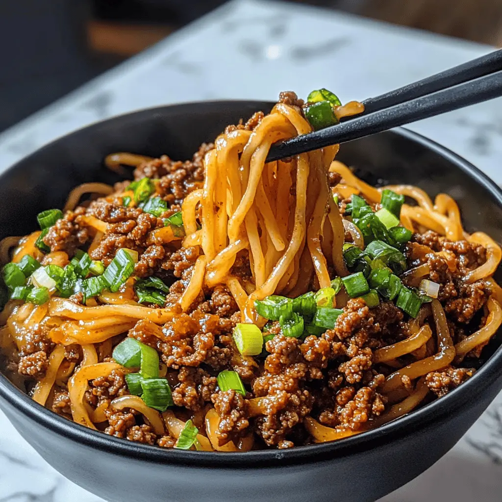 Get ready for a delicious twist on dinner with these Mongolian Ground Beef Noodles! This flavorful dish combines tender beef, crisp veggies, and perfectly cooked noodles, all tossed in a rich sauce. It's quick to prepare, making it perfect for busy weeknights or a cozy weekend meal. Save this recipe for your next family feast!