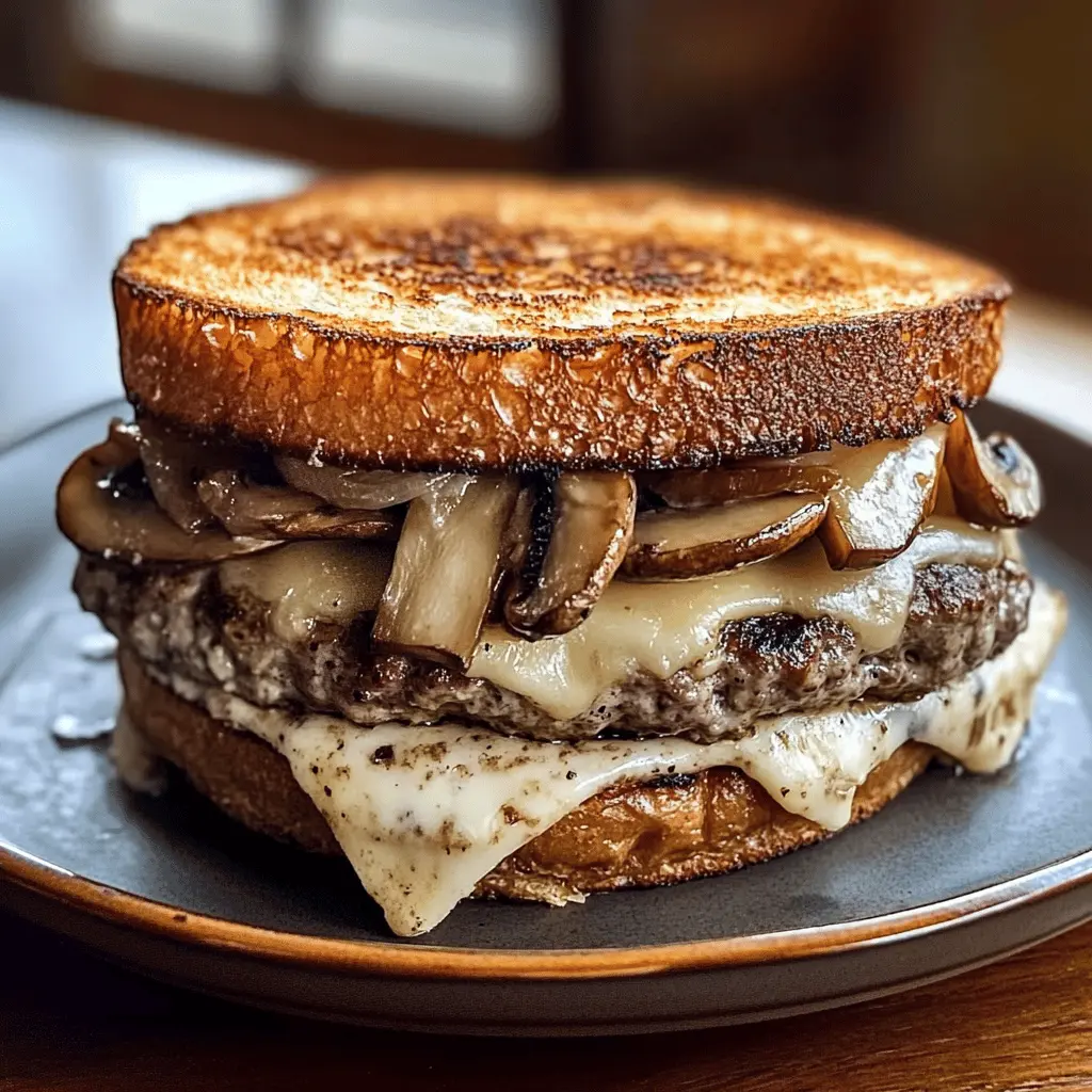 This Mushroom Swiss Patty Melt is a delightful combination of juicy beef patties, sautéed mushrooms, and melted Swiss cheese, all grilled between two slices of buttery bread. Perfect for a cozy dinner or game day! Save this recipe for a comforting meal that will satisfy everyone at the table.