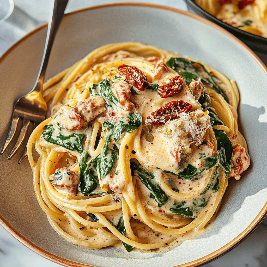 Looking for a delightful pasta dish? Try this Spaghetti and Spinach with Sun-dried Tomato Cream Sauce! This recipe combines fresh spinach and sun-dried tomatoes with a creamy sauce, creating a flavorful meal that's perfect for any weeknight dinner or special occasion. Save it for your next culinary adventure!