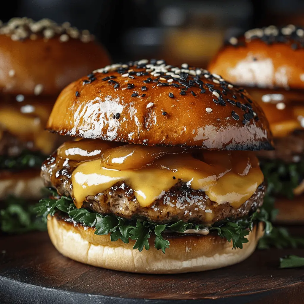 These Teriyaki Parmesan Burgers are a delicious twist on your classic favorite! Juicy beef patties topped with rich American cheese, drizzled in sweet teriyaki sauce, and sprinkled with savory Parmesan make for a mouthwatering meal. Perfect for summer barbecues or weeknight dinners, you'll want to save this recipe for your next gathering!