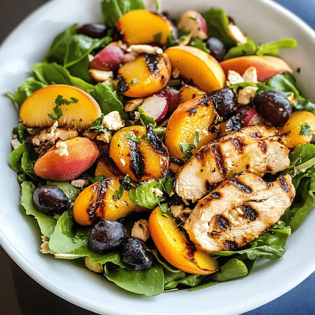 Looking for a refreshing dish that’s perfect for summer? This Ultimate Grilled Peach Chicken Salad combines juicy grilled peaches, tender chicken, and crisp greens, creating a delightful blend of flavors. Ideal for a light lunch or a backyard BBQ, this salad is as pleasing to the eye as it is to the palate! Save this recipe for your next gathering and impress your friends and family.