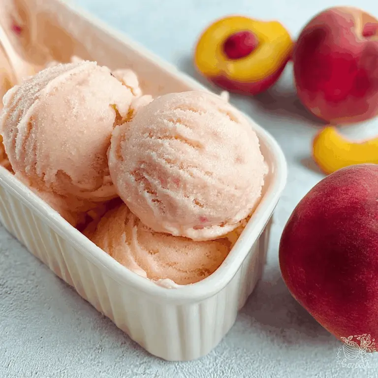 Easy 2-Ingredient No Churn Peach Sherbet Recipe