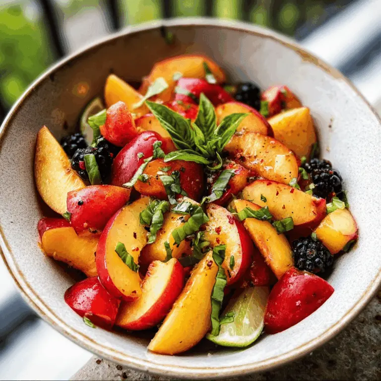 Easy Honey Lime Peach Basil Fruit Salad
