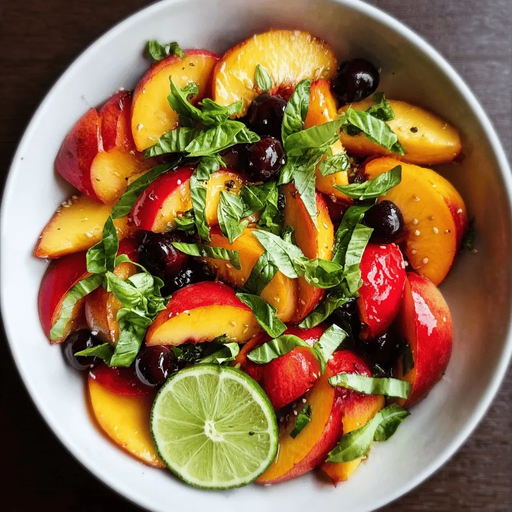 Easy Honey Lime Peach Basil Fruit Salad