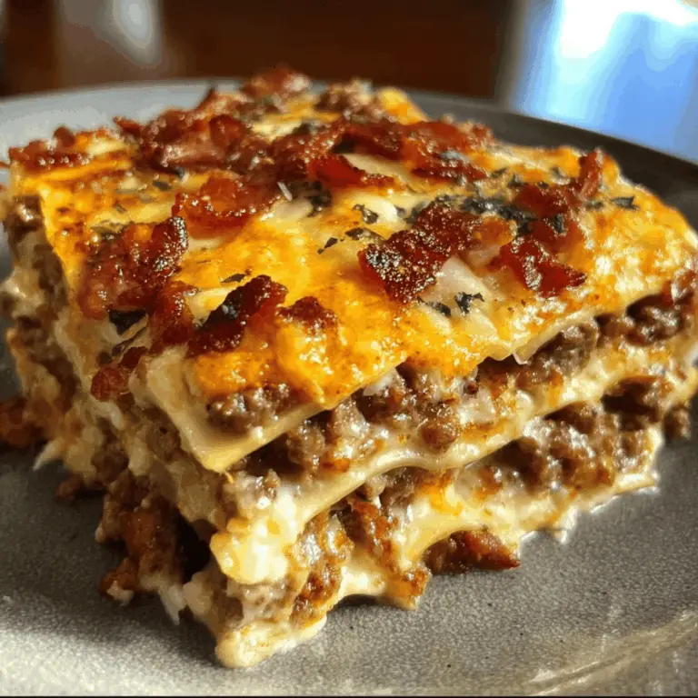 Easy Parmesan Garlic Bacon Cheeseburger Lasagna