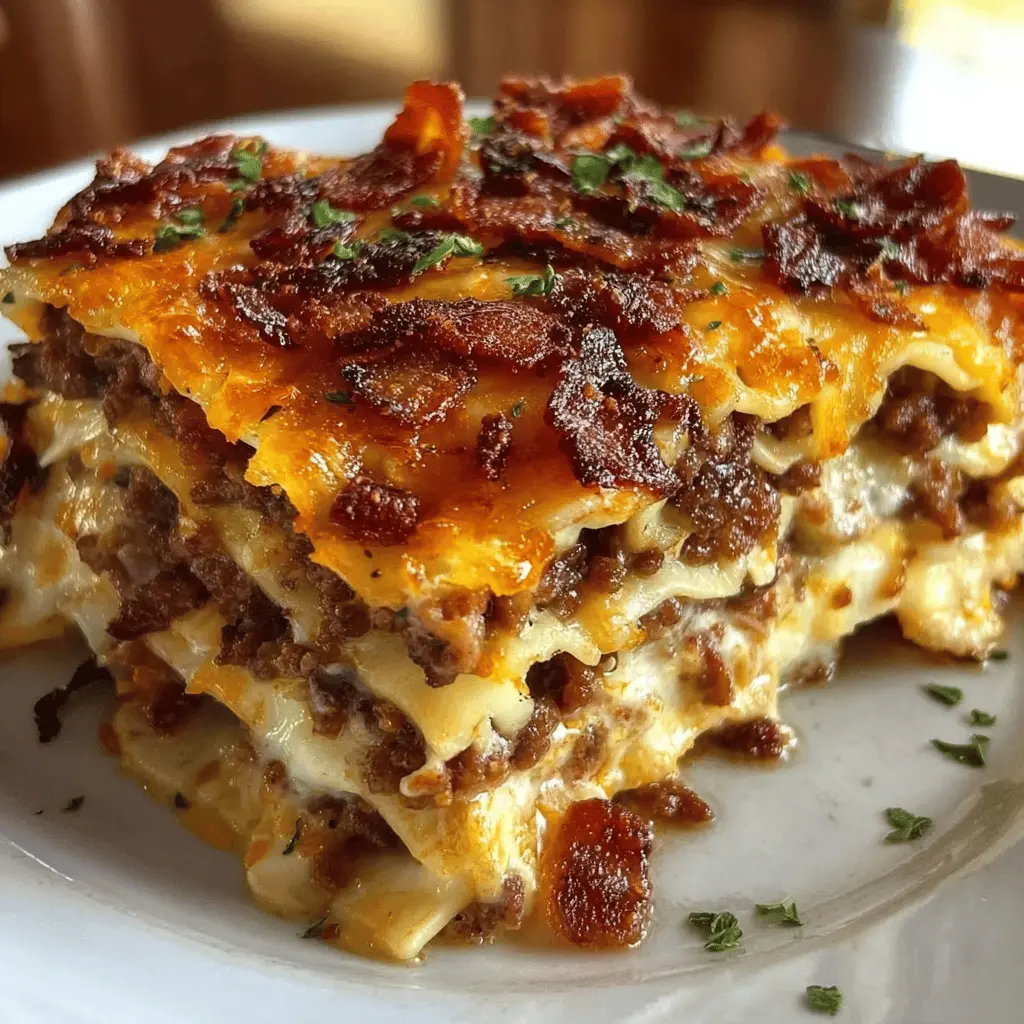Easy Parmesan Garlic Bacon Cheeseburger Lasagna