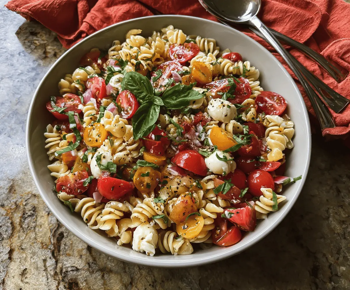 Easy Bruschetta Pasta Salad Recipe