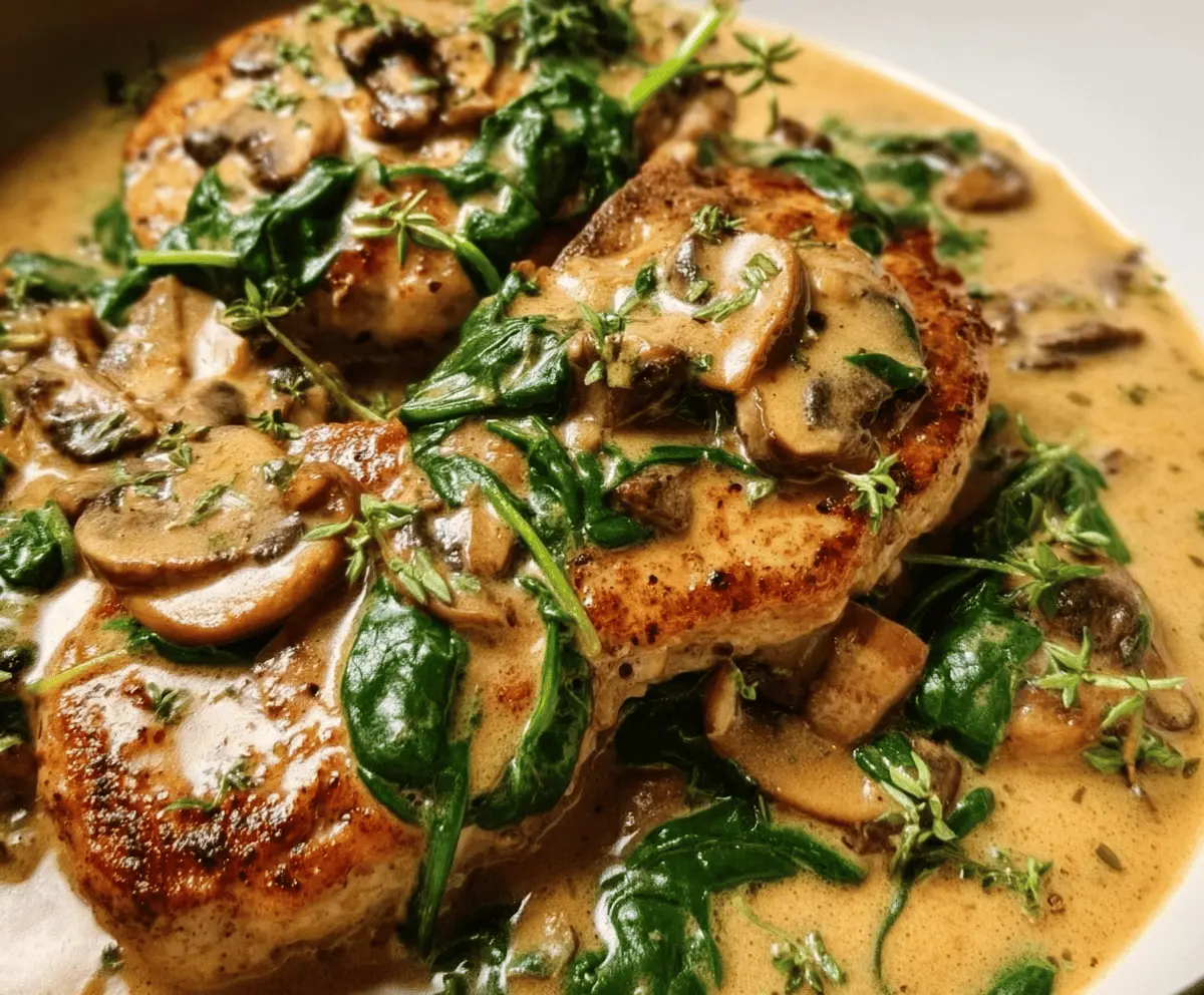 Creamy Spinach Mushroom Pork Chops Recipe