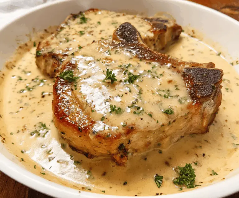 Easy Slow Cooker Pork Chops with Garlic Parmesan Sauce