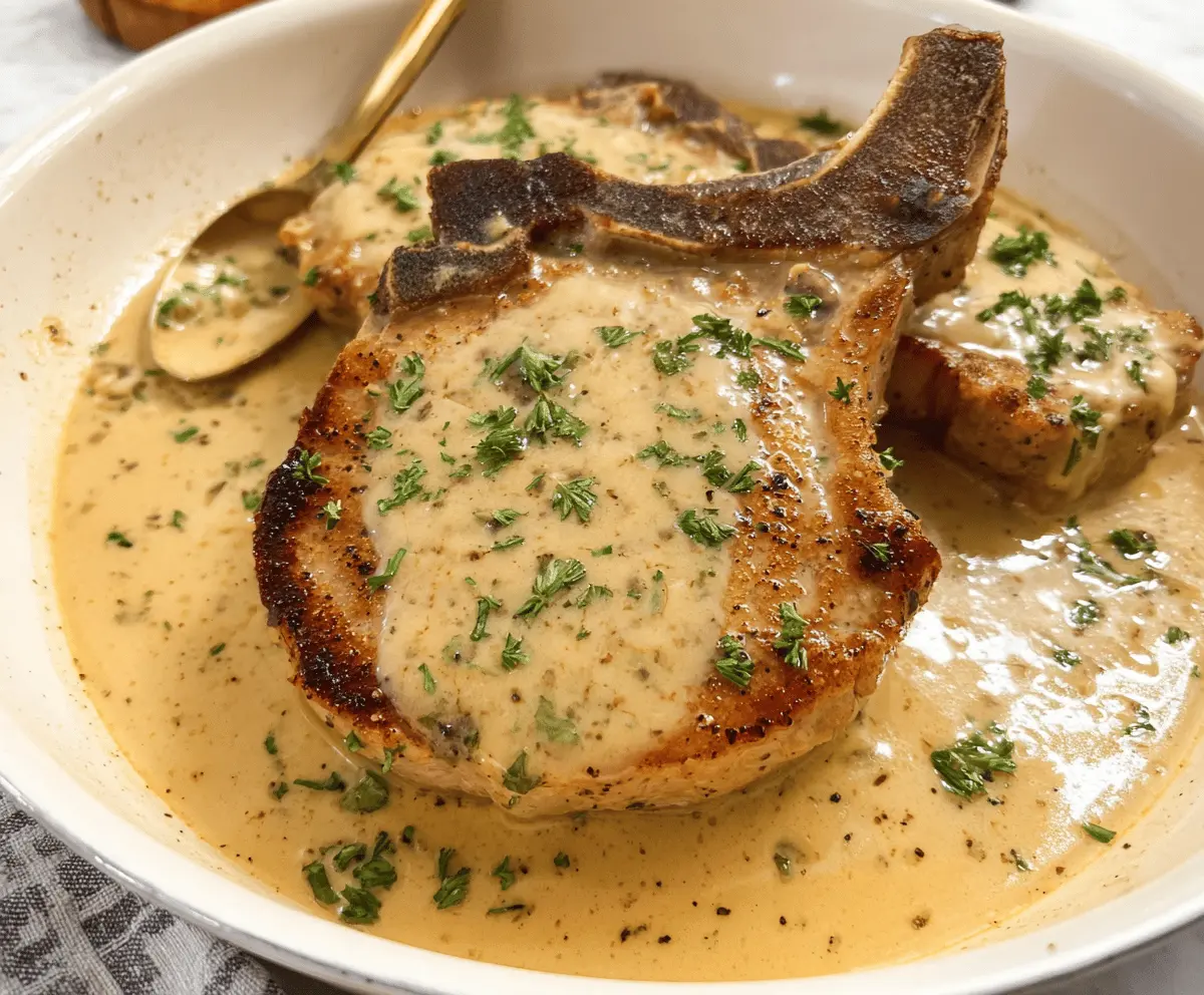 Easy Slow Cooker Pork Chops with Garlic Parmesan Sauce