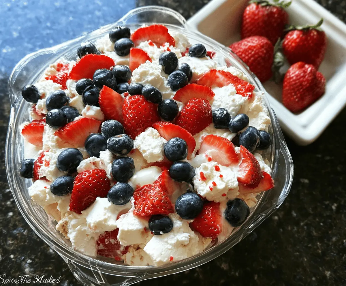 Easy Red White and Blue Cheesecake Salad Recipe