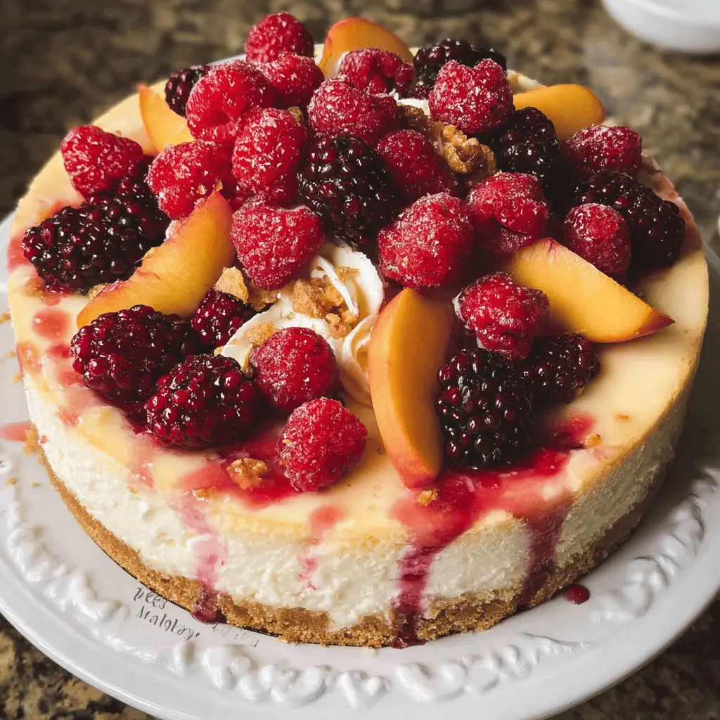 Easy Summer Berry and Peach Cheesecake Recipe