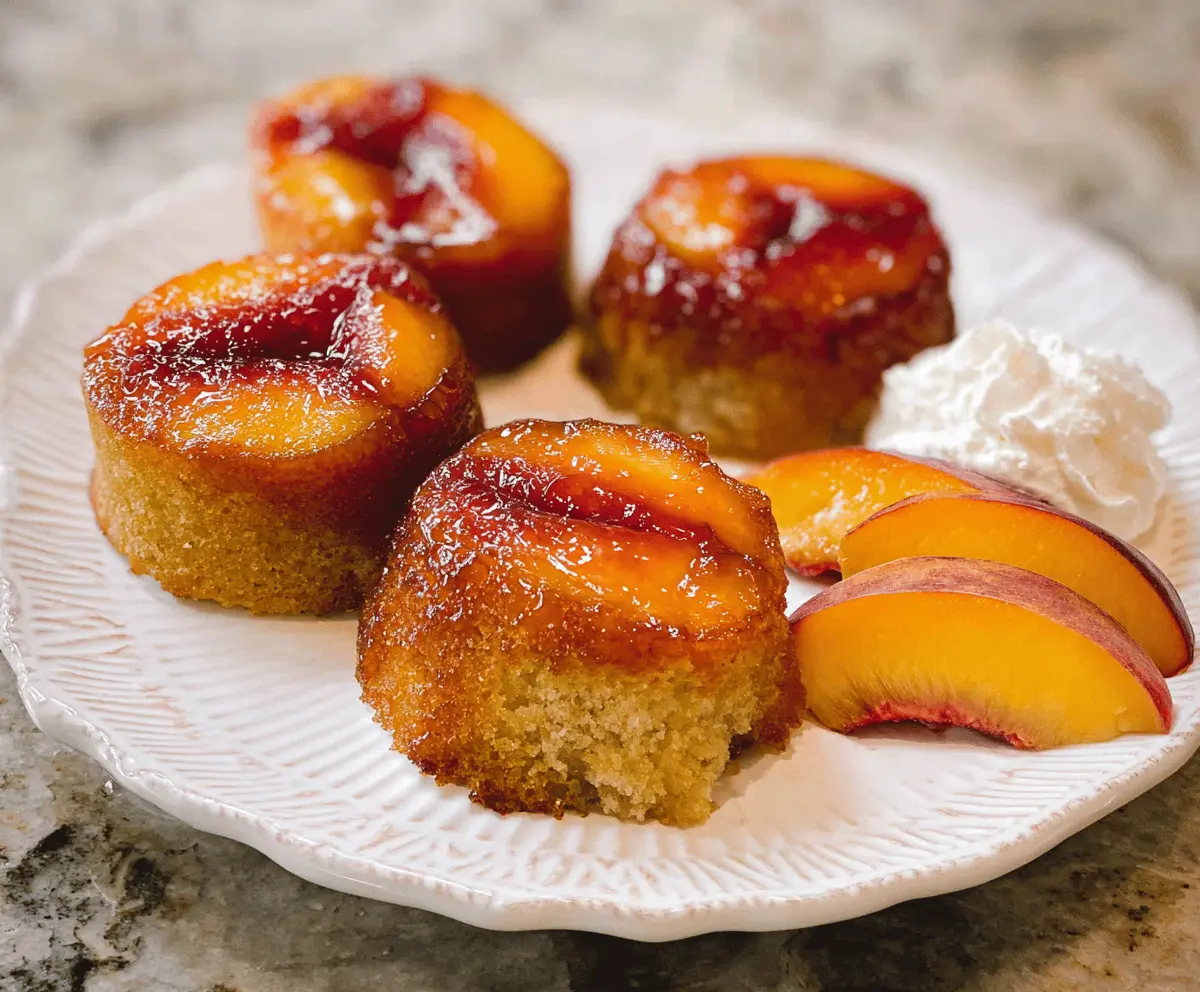 Easy Peach Upside Down Mini Cakes Recipe