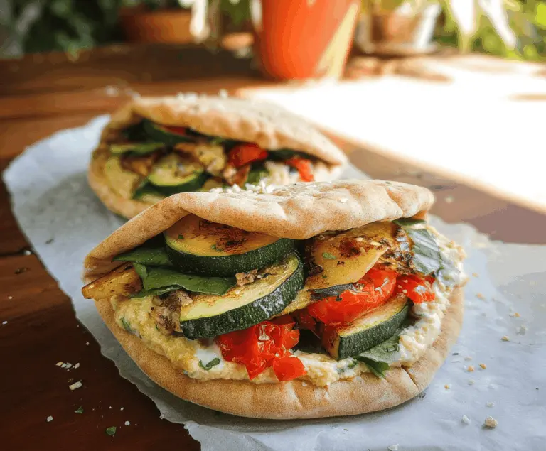 Healthy Zucchini Hummus Pita Sandwiches