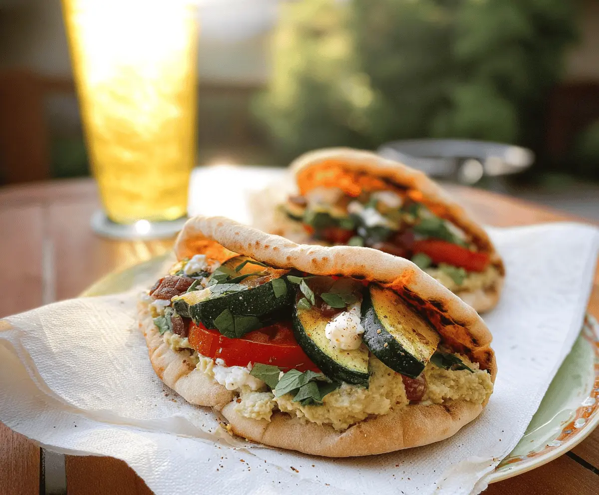 Healthy Zucchini Hummus Pita Sandwiches