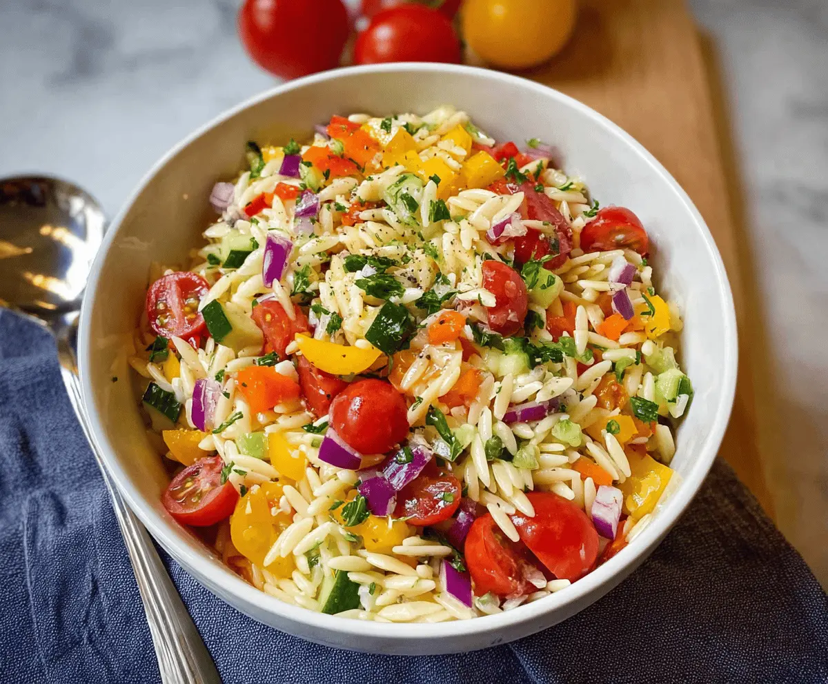 Colorful Rainbow Orzo Salad Recipe