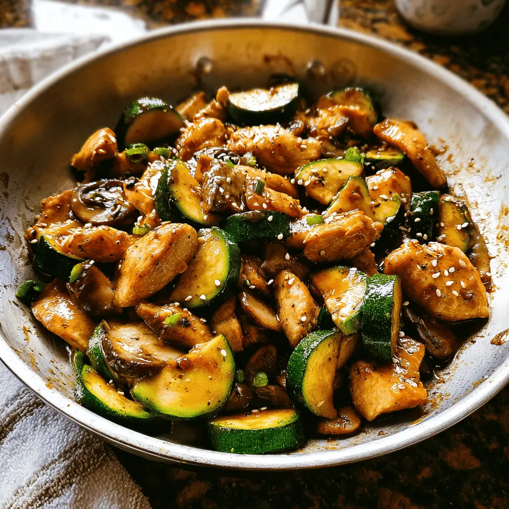 Healthy Zucchini Mushroom Chicken Stir Fry Recipe