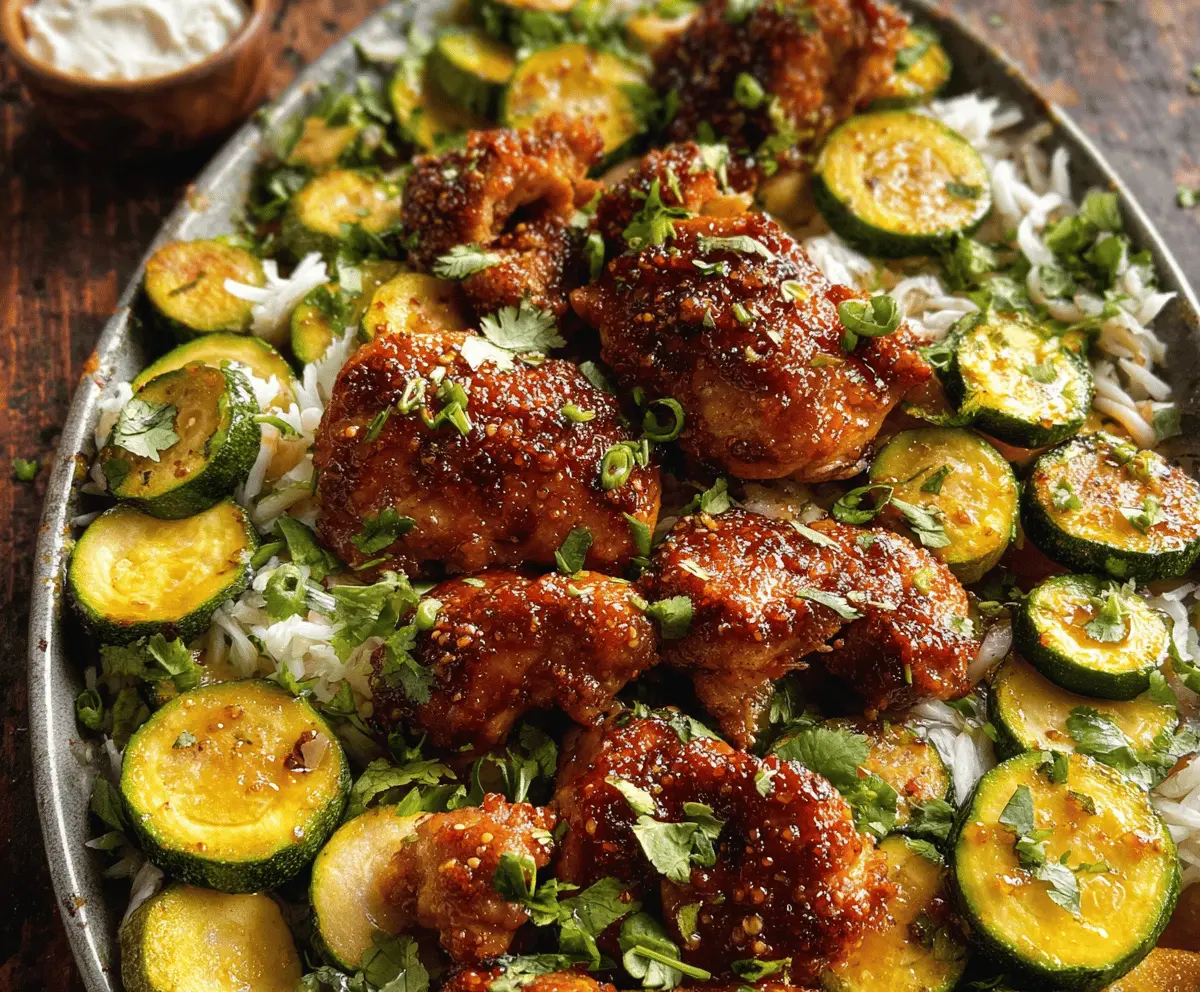 Easy Sheet Pan Hot Honey Garlic Chicken with Zucchini