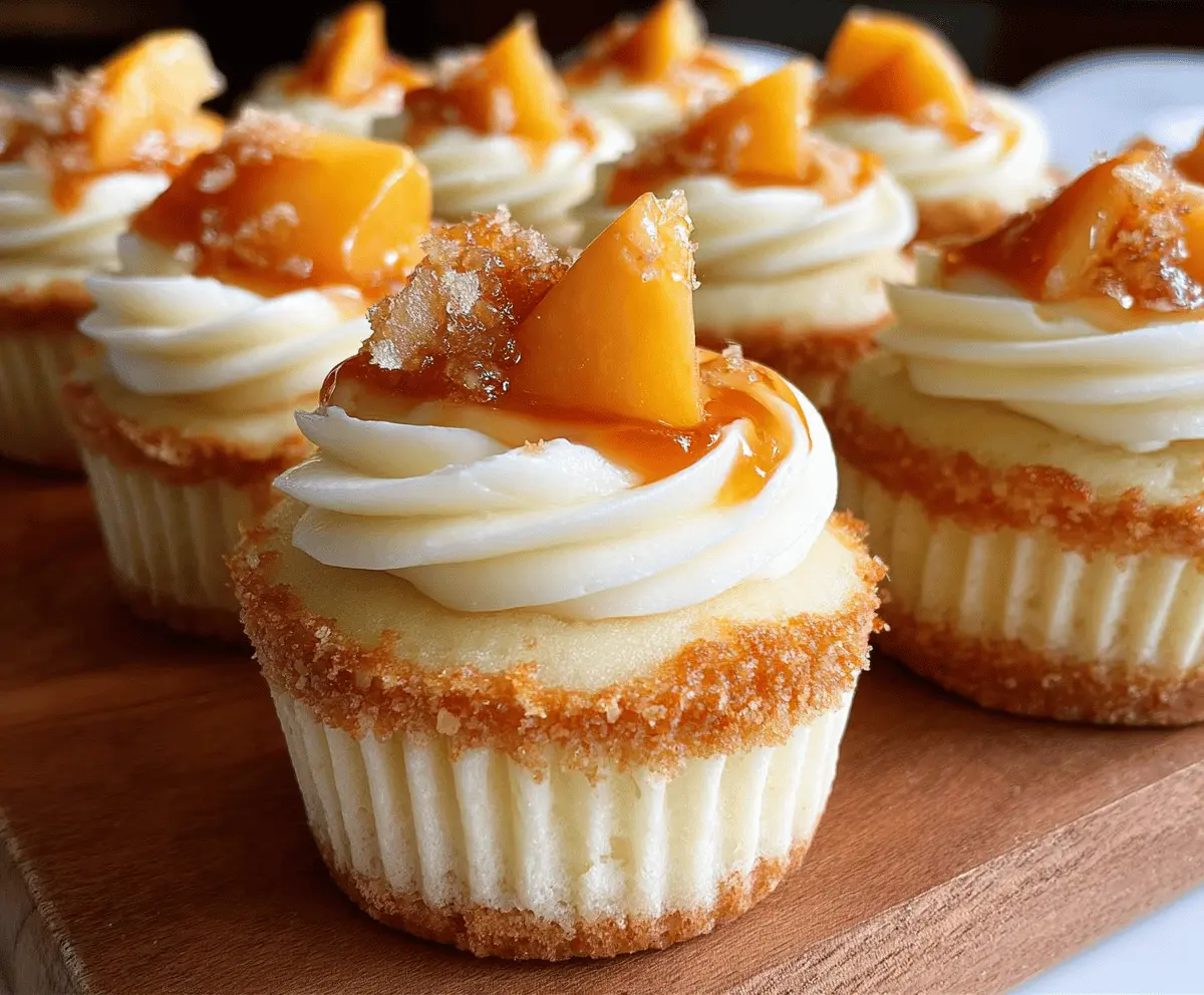 Creamy Peach and Honey Cheesecake Cupcakes
