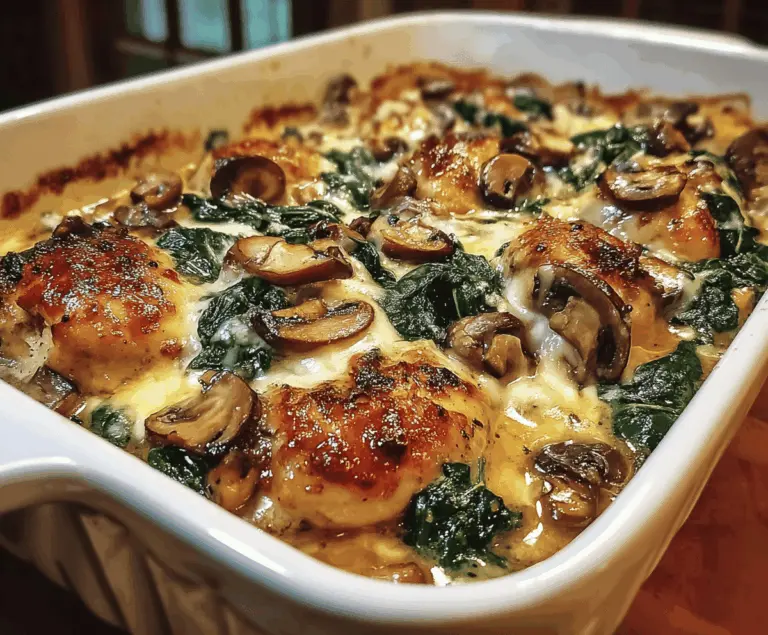 Easy Low-Carb Chicken Spinach Mushroom Bake