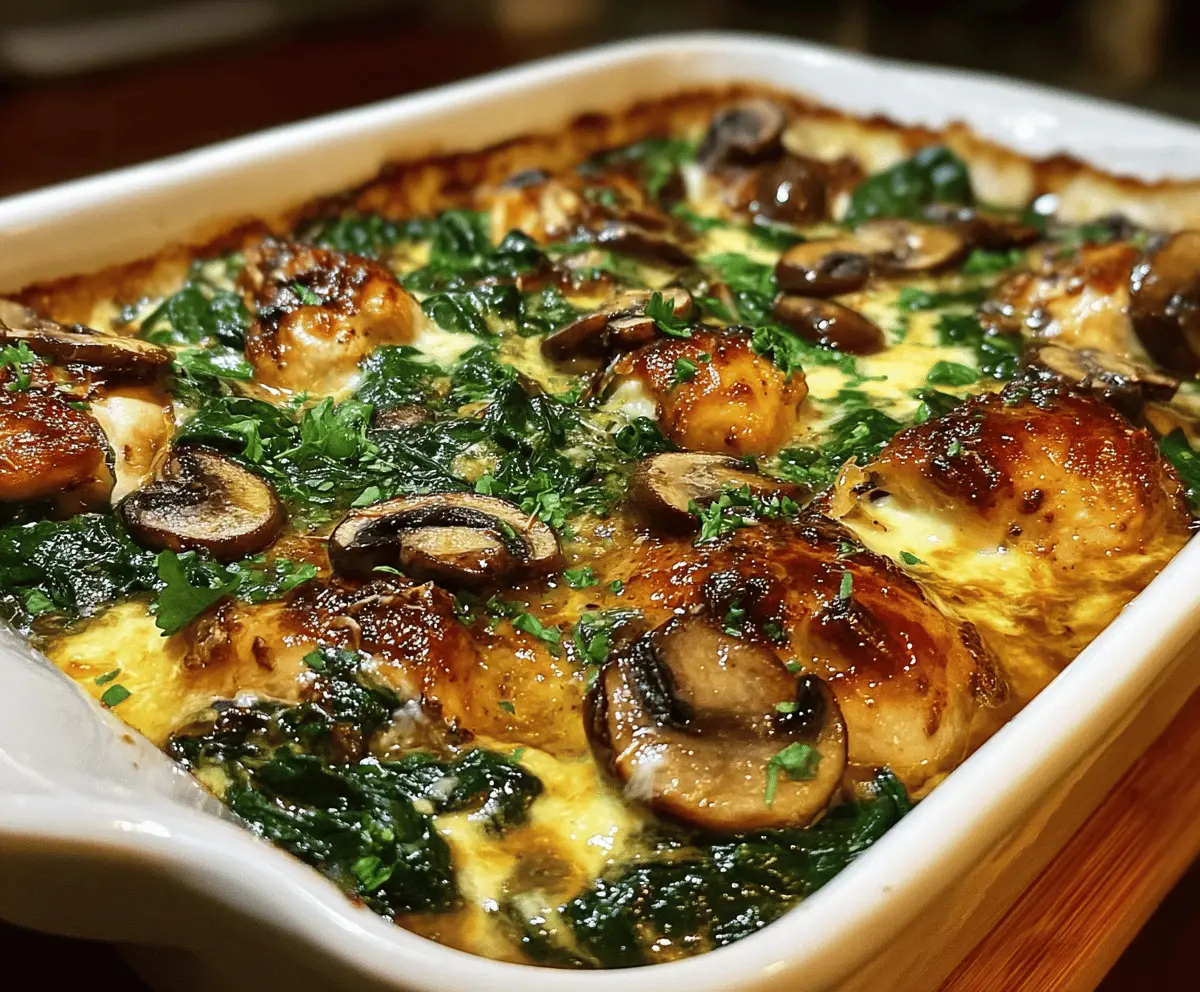 Easy Low-Carb Chicken Spinach Mushroom Bake
