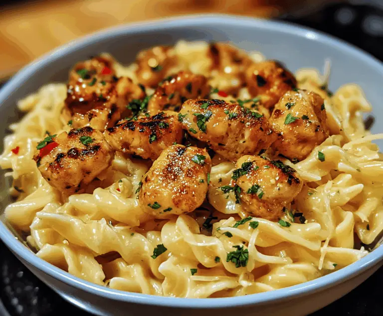 Garlic Butter Chicken Bites with Creamy Parmesan Pasta