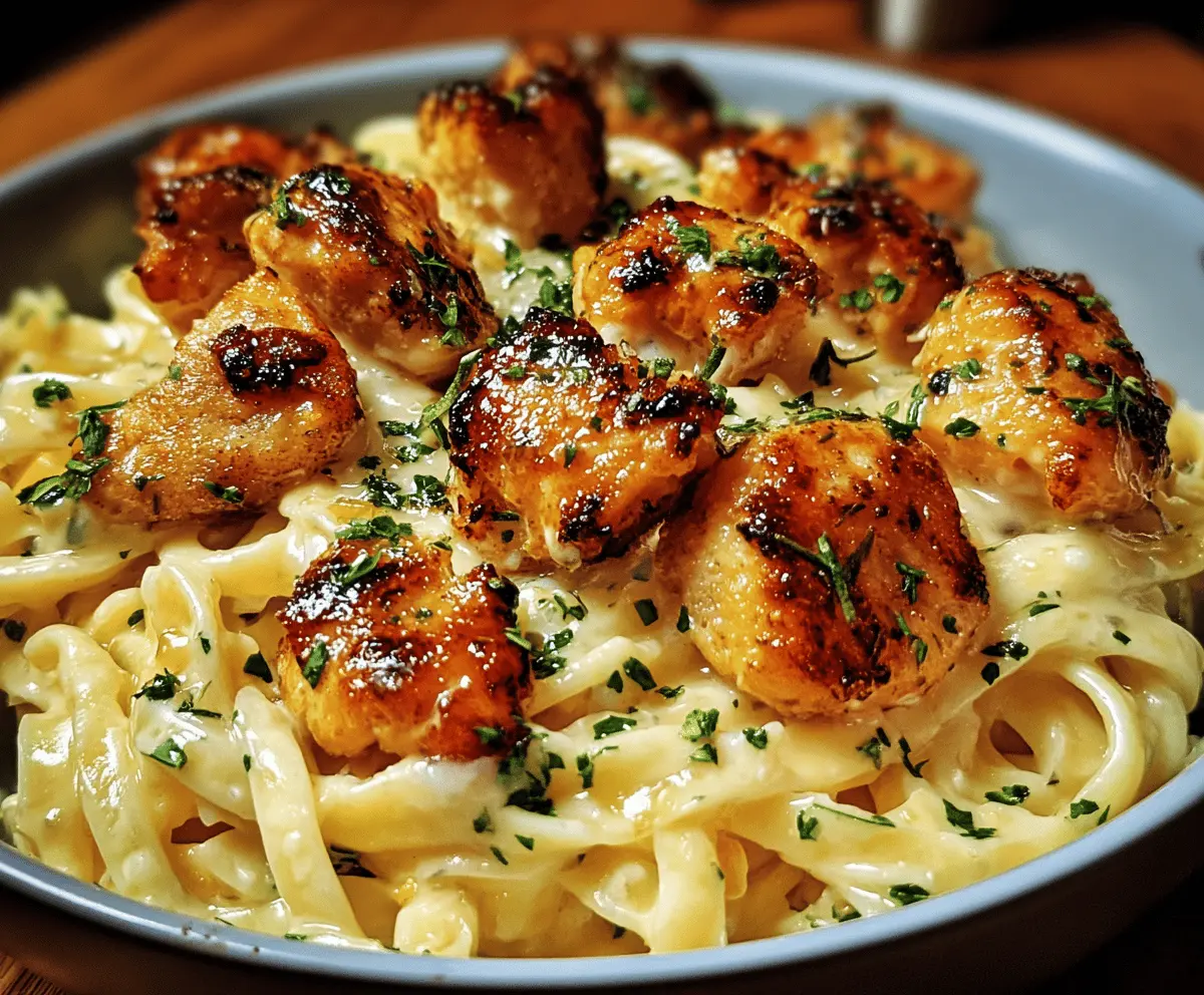 Garlic Butter Chicken Bites with Creamy Parmesan Pasta