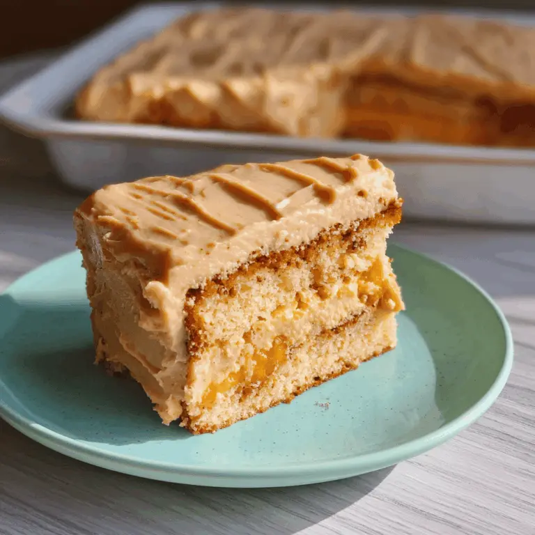 Moist Peach Cake With Brown Sugar Frosting