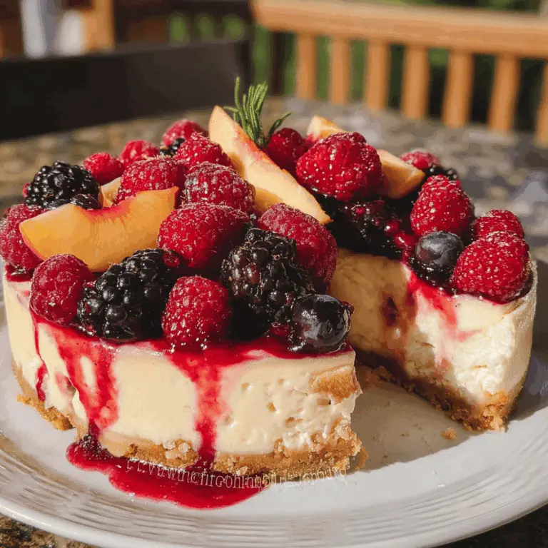Creamy Summer Berry and Peach Cheesecake Recipe