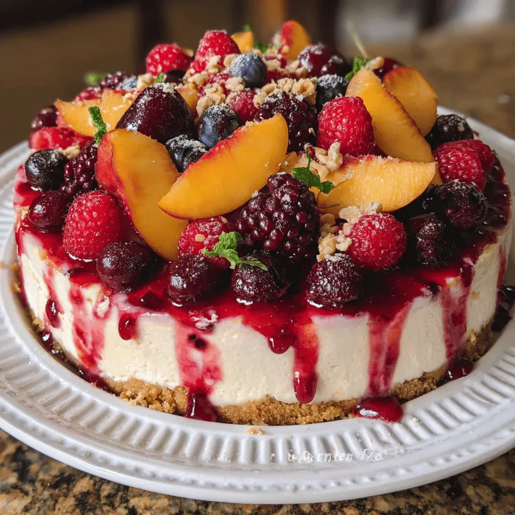 Creamy Summer Berry and Peach Cheesecake Recipe