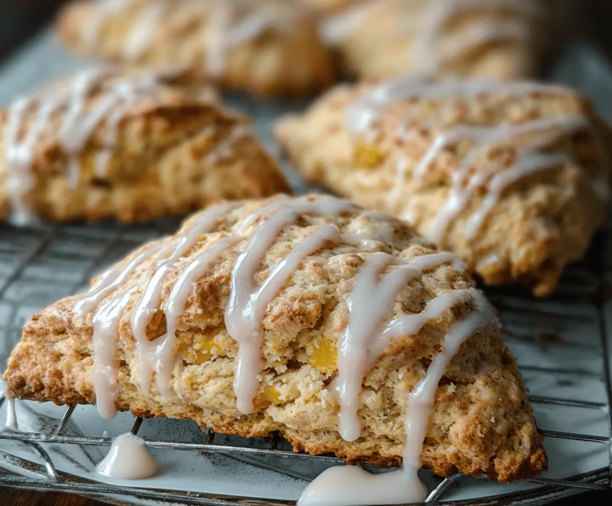 Easy Peach Pie Scones With Vanilla Glaze