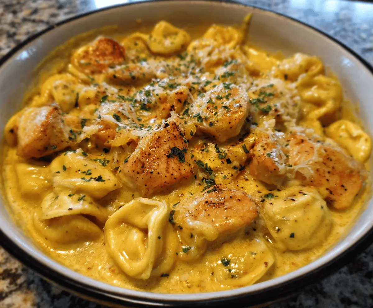 Cajun Garlic Chicken Tortellini in Three-Cheese Cream