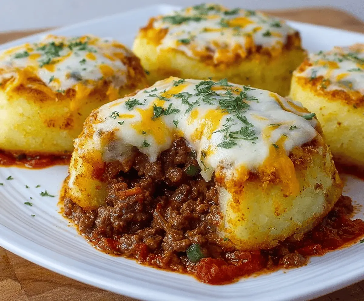 Crispy Mashed Potatoes Stuffed with Cheese & Beef