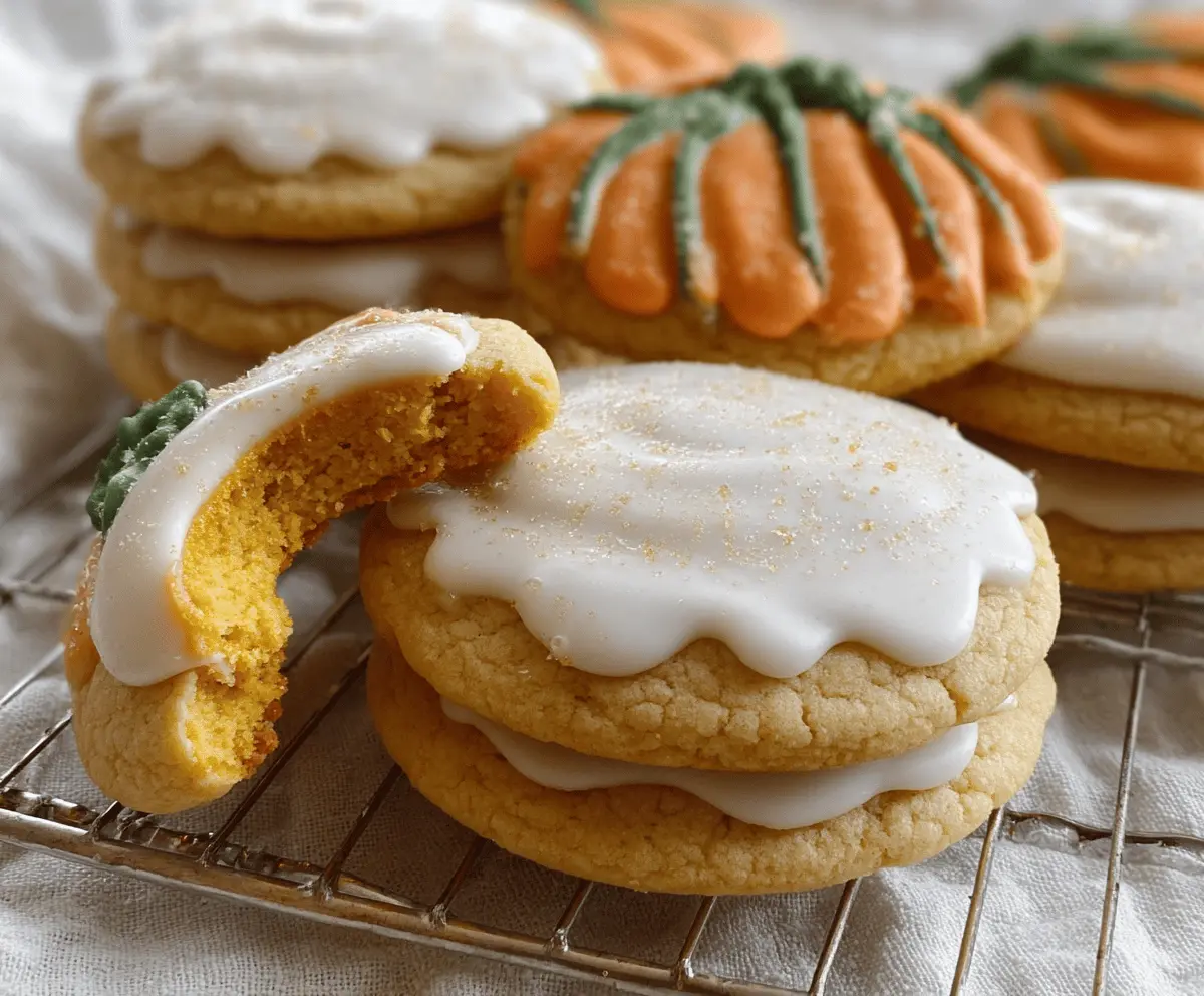Delicious homemade pumpkin spice sugar cookies decorated with cinnamon and icing, perfect for fall celebrations