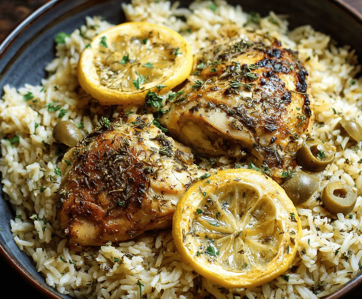 Delicious slow cooker lemon herb chicken served over fluffy rice, garnished with fresh herbs and lemon slices, perfect for a flavorful and easy meal.