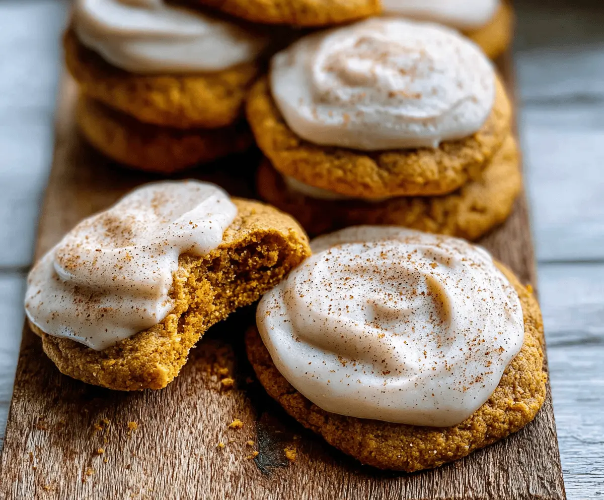 Soft Pumpkin Cookies with Cinnamon Frosting